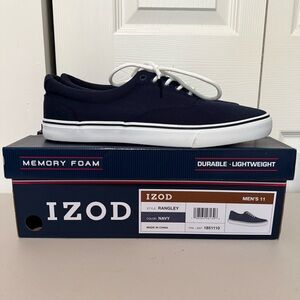 Izod Men's Size 11 Rangley Navy Blue Lace-Up Casual Canvas Boat Shoes